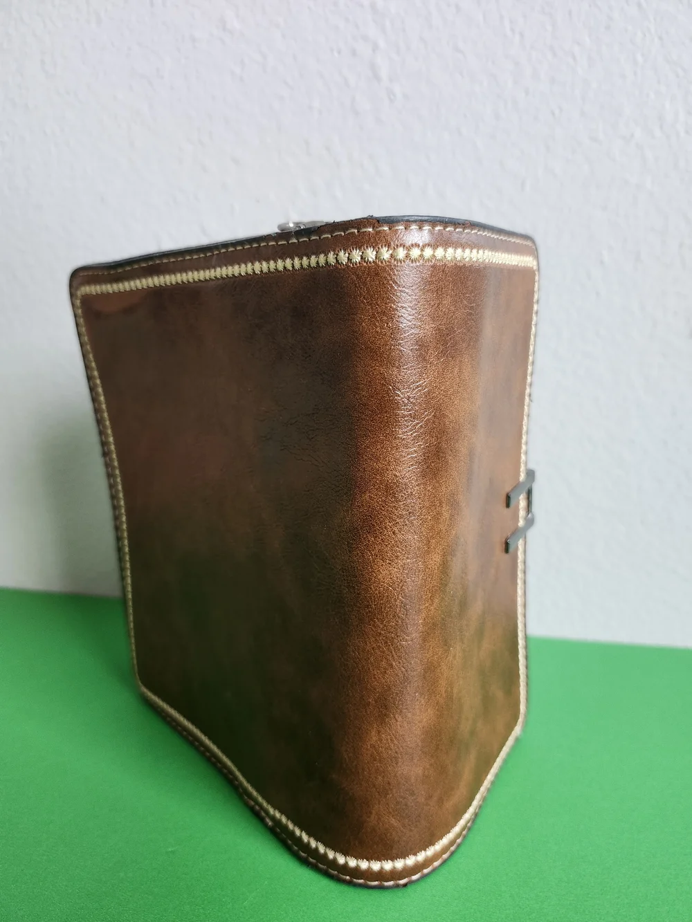 Vintage Faux Leather Mini Square Accordion Handbag Brown (No Strap) Great Shape